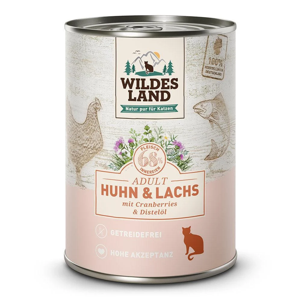 Wildes Land Katze Huhn und Lachs mit Distelöl