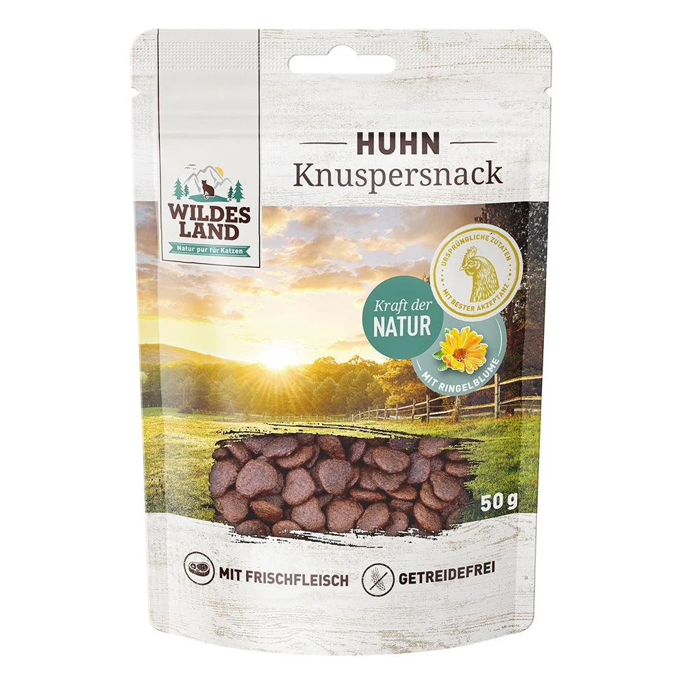 Wildes Land Katze Knuspersnack Huhn mit Ringelblume