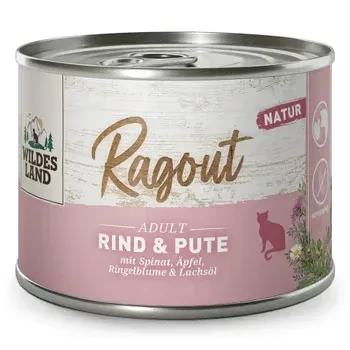 Wildes Land Katze Ragout Rind und Pute mit Spinat