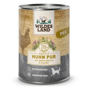 Wildes Land PUR Adult Huhn mit Distel枚l Nassfutter 6 x 400 g