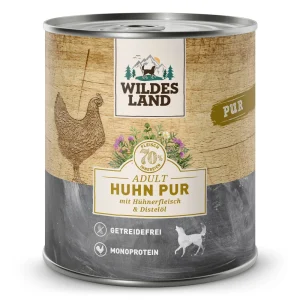 Wildes Land PUR Adult Huhn mit Distel枚l Nassfutter 6 x 800 g