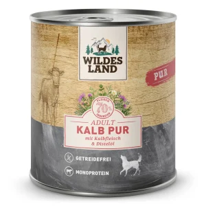 Wildes Land PUR Adult Kalb mit Distel枚l Nassfutter 12 x 800 g