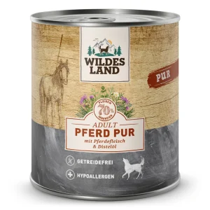 Wildes Land PUR Adult Pferd mit Distel枚l Nassfutter 24 x 800 g