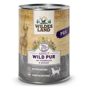 Wildes Land PUR Adult Wild mit Distel枚l Nassfutter 12 x 400 g