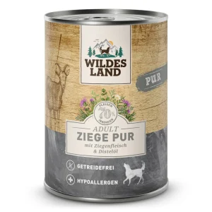 Wildes Land PUR Adult Ziege mit Distel枚l Nassfutter 24 x 400 g