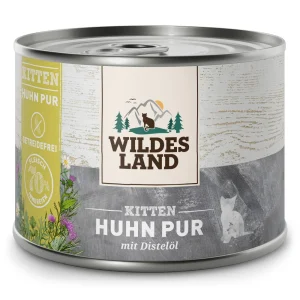 Wildes Land PUR Kitten Huhn mit Distel枚l Nassfutter 24 x 200 g