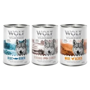 Wolf of Wilderness Adult - Single Meat 6 x 400 g Mixpaket: Huhn, Schwein, Fisch