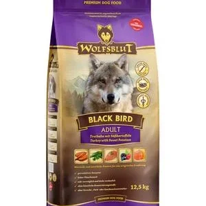 WOLFSBLUT Trockenfutter für Hunde Black Bird, Adult, Truthahn & Süßkartoffel