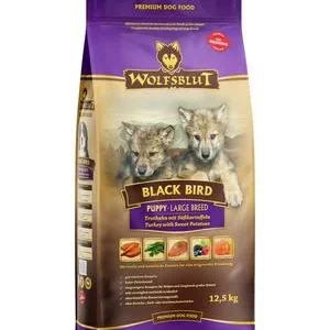 WOLFSBLUT Trockenfutter für Hunde Black Bird Puppy Large Breed, Truthahn & Süßkartoffel, 12,5 kg