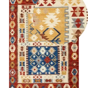 Wolle Kilim Area Rug 140 x 200 cm Multicolour VOSKEHAT - HaustierPro