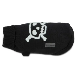 Wolters Hunde Strickpullover Totenkopf – Halloween Hundepullover schwarz, Gr. 20–50 cm
