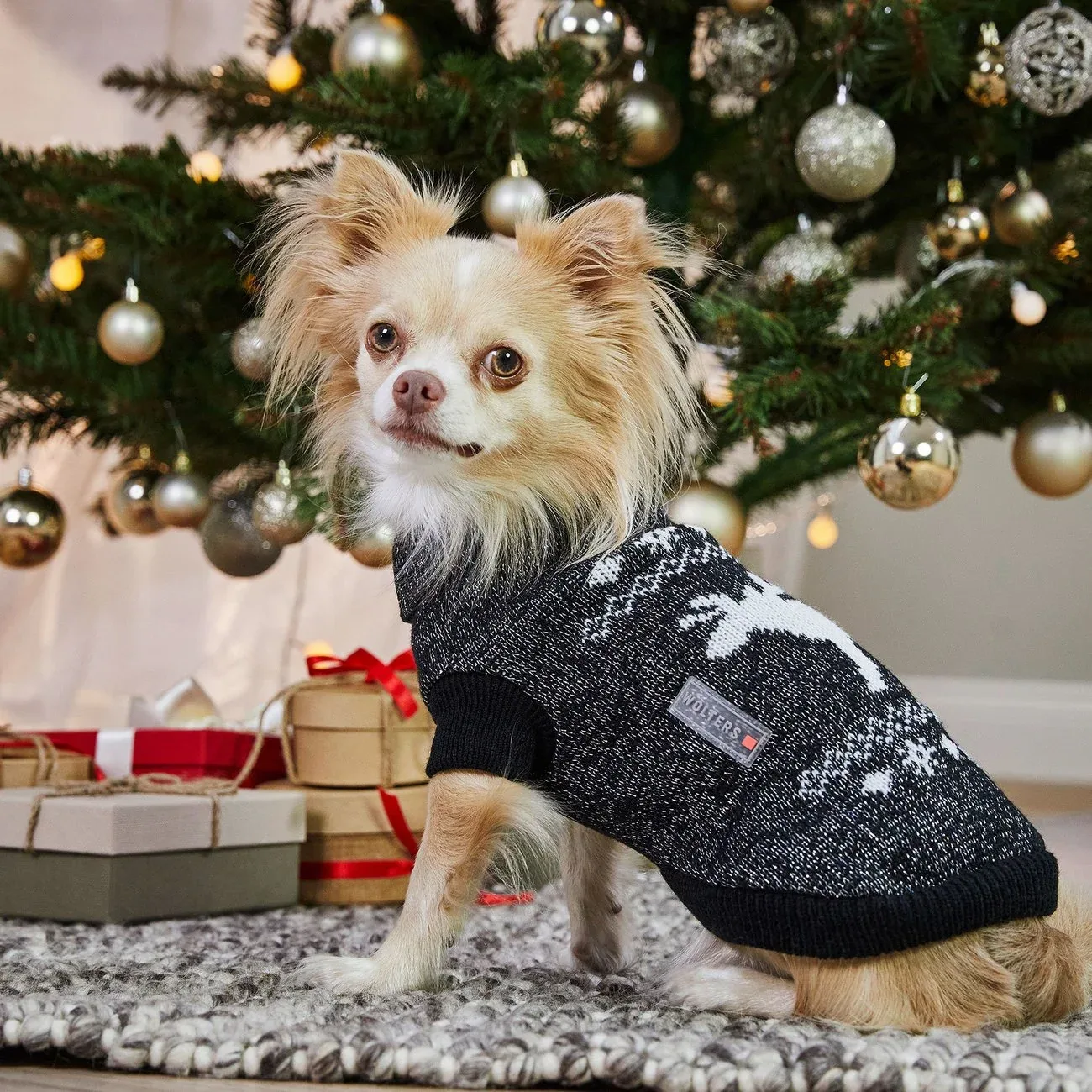 Wolters Strickpullover Elch mit Glitzer Weihnachten Hundepullover - Image 2