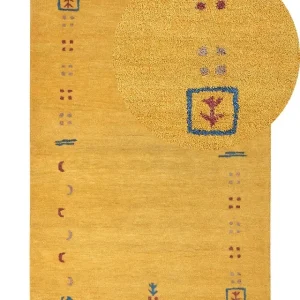 Wool Gabbeh Area Rug 140 x 200 cm Goldgelb AKALAN - HaustierPro