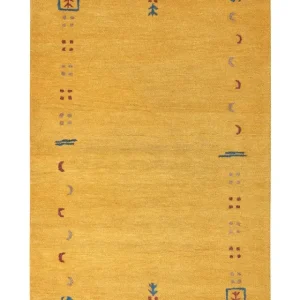 Wool Gabbeh Area Rug 140 x 200 cm Yellow AKALAN - HaustierPro