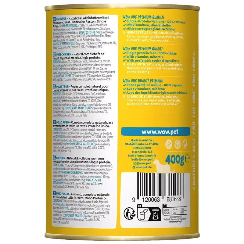 Wow Dog Dose Adult Pur Huhn 400g - Image 2