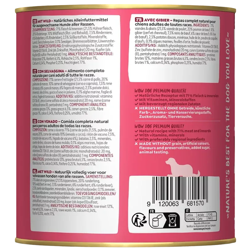 Wow Dog Dose Adult Wild 800g - Image 2