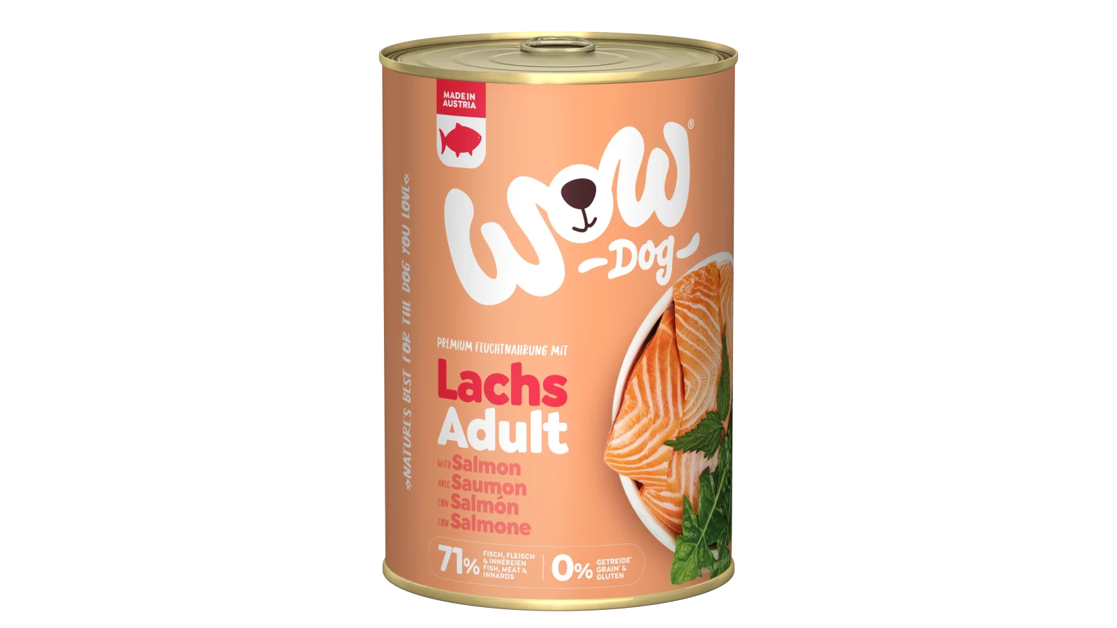 WOW DOG Lachs mit Löwenzahn und Brennnessel