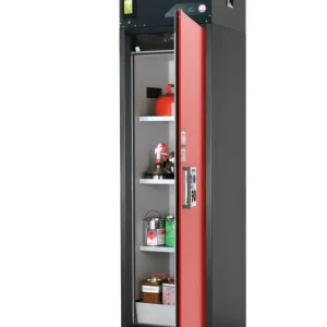 Wüsten asecos Feuerbeständiger Umluft-Gefahrstoffschrank Custos, rot,3 Böden, Türanschlag rechts,Typ A-63 - HaustierPro