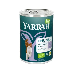 Yarrah | Katzenfutter Bröckchen Huhn & Truthahn mit Brennnessel & Tomate in Soße