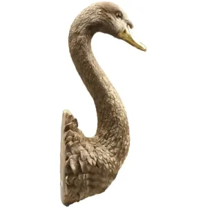 Zahnreinigende Goldener Tierkopf aus Kunstharz Wandbefestigung Schwan - HaustierPro