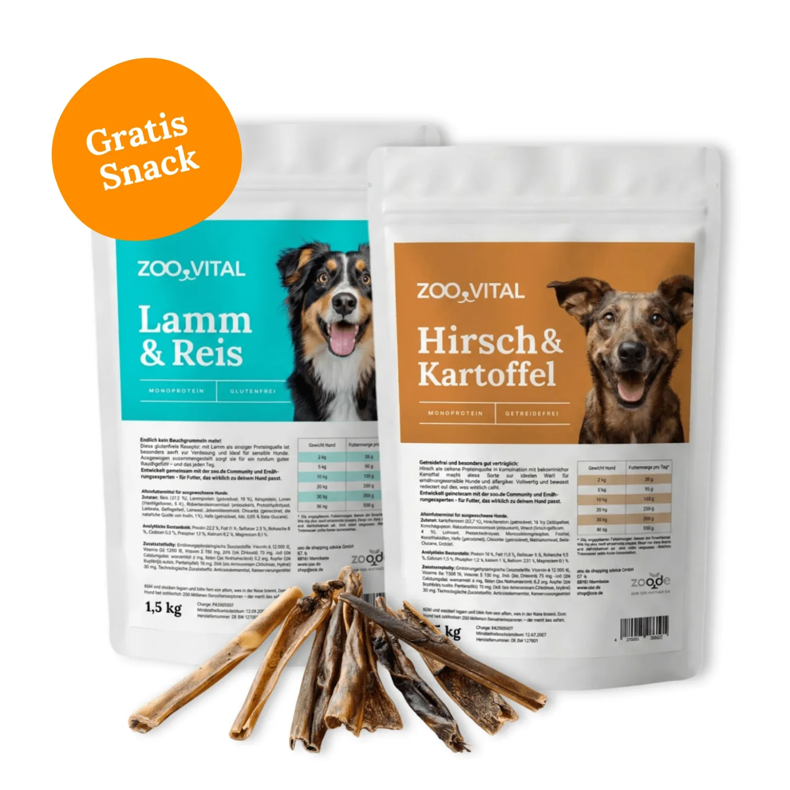 zooVital Mixpaket Lamm & Hirsch + gratis Snack