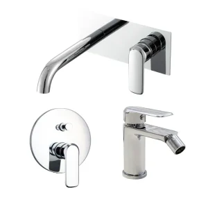 Zusammensetzung von Einbau-Waschtischmischern Einfach Box, Bidet und 2-Wege-Duschmischer Hopper aus verchromtem Messing - HaustierPro
